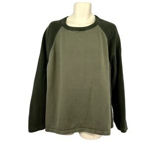 Eddie Bauer 2XL Green Dolman Sleeve Cotton Gauge Sweater Casual Basic Monochrome